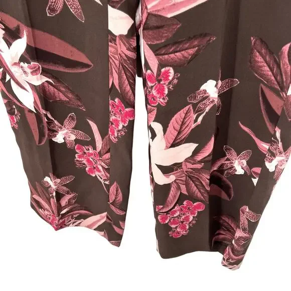 NEW NWT Chicos Sz 0R 0 Regular US 4 Pink Brown Floral Tropical Pull on Pants - Picture 4 of 9